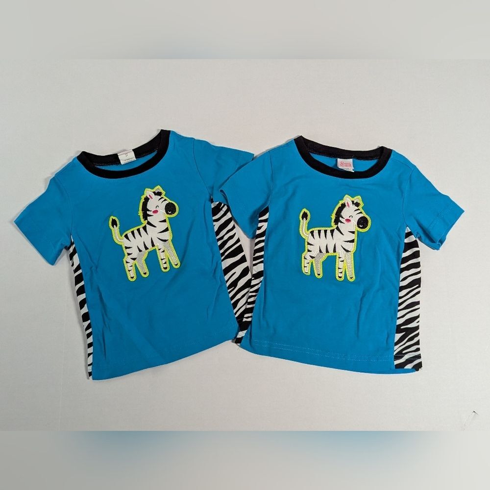 Ricrac & Ruffles Blue Zebra Print T-Shirts